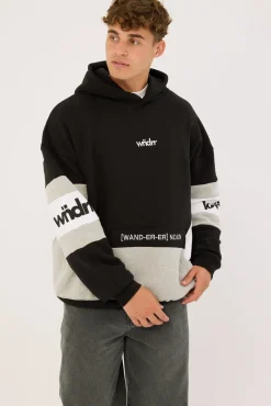 Junction Panel Hood Sweat Black