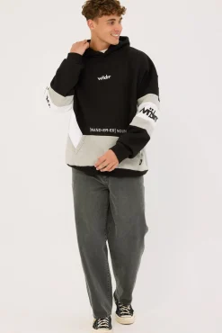 Junction Panel Hood Sweat Black