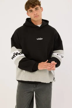 Junction Panel Hood Sweat Black