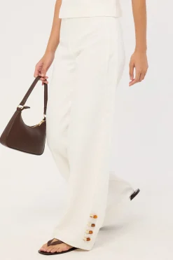 Juni Linen Mid Rise Pant White