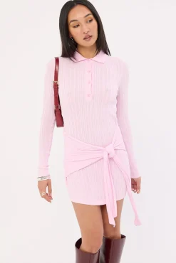 Juniper Polo Knit Mini Dress Pink
