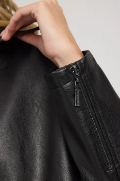 Kandice PU Zip Up Jacket Black