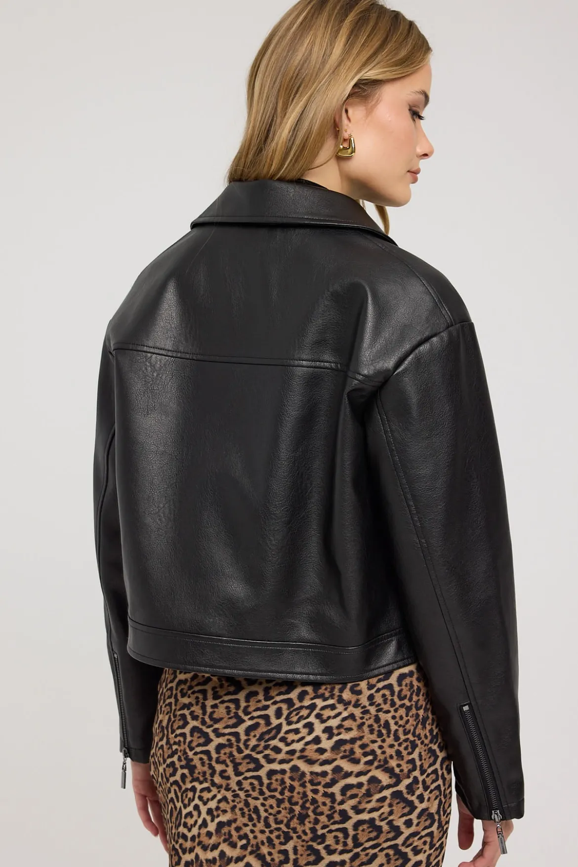 Kandice PU Zip Up Jacket Black