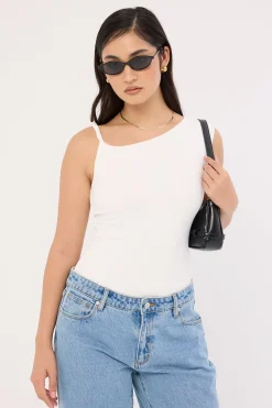 Kayla Asym Twist Bodysuit White