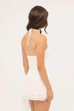 Kelsie Lace Splice Mini Skirt White