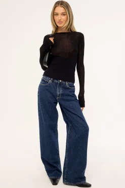 Kendall Long Sleeve Knit Top Black