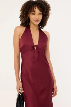 Kennedy Halter Maxi Dress Burgundy