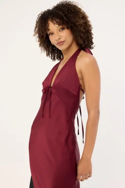 Kennedy Halter Maxi Dress Burgundy