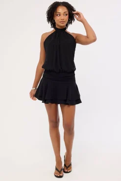 Kera Halter Mini Dress Black