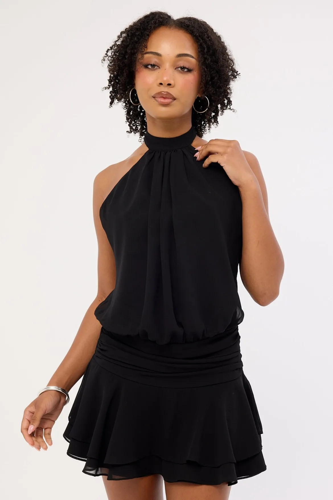 Kera Halter Mini Dress Black