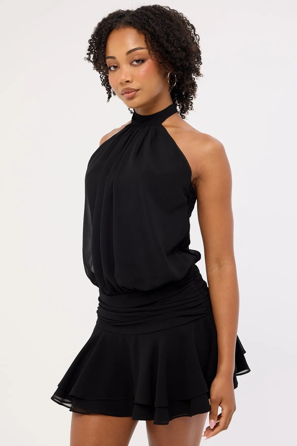Kera Halter Mini Dress Black