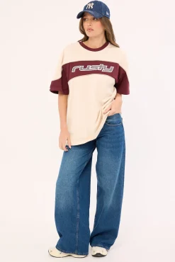 Kinetic Oversize Tee Cream/Burgundy