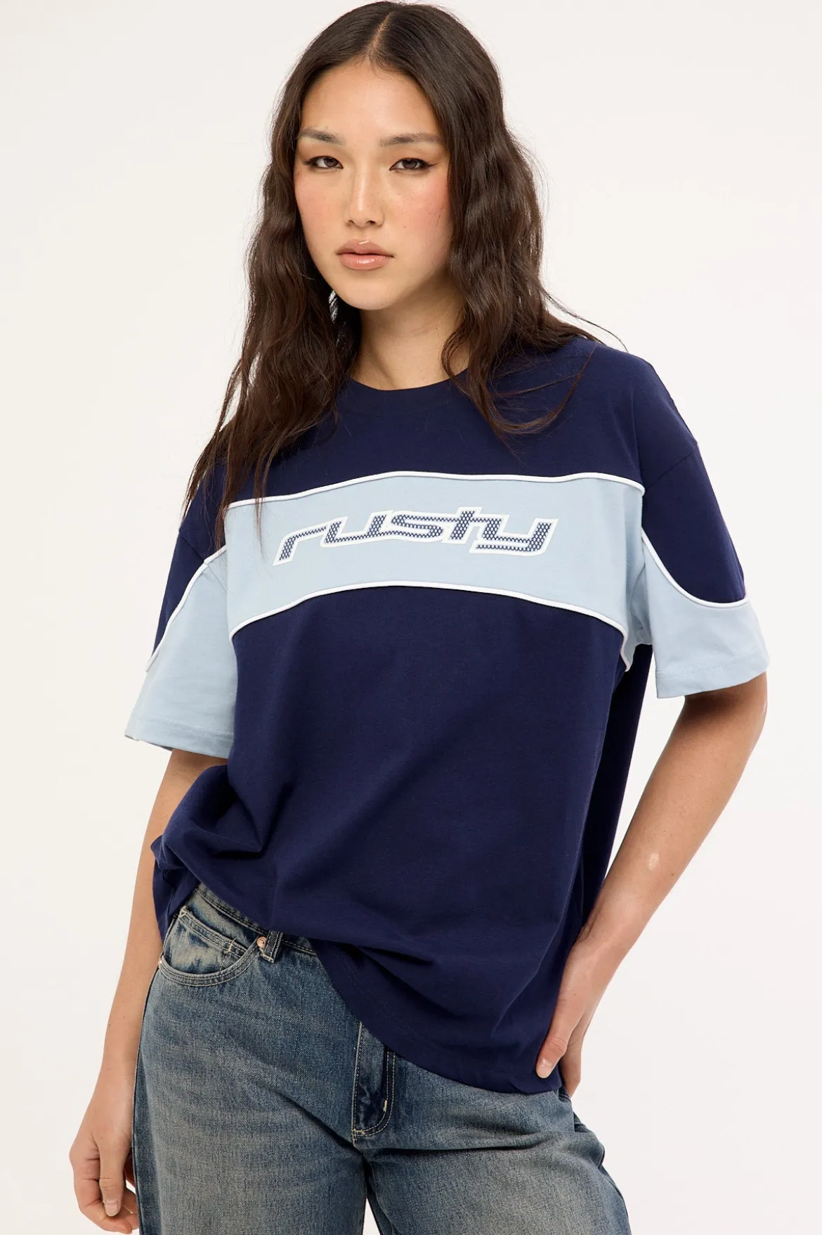 Kinetic Oversize Tee Navy Blue