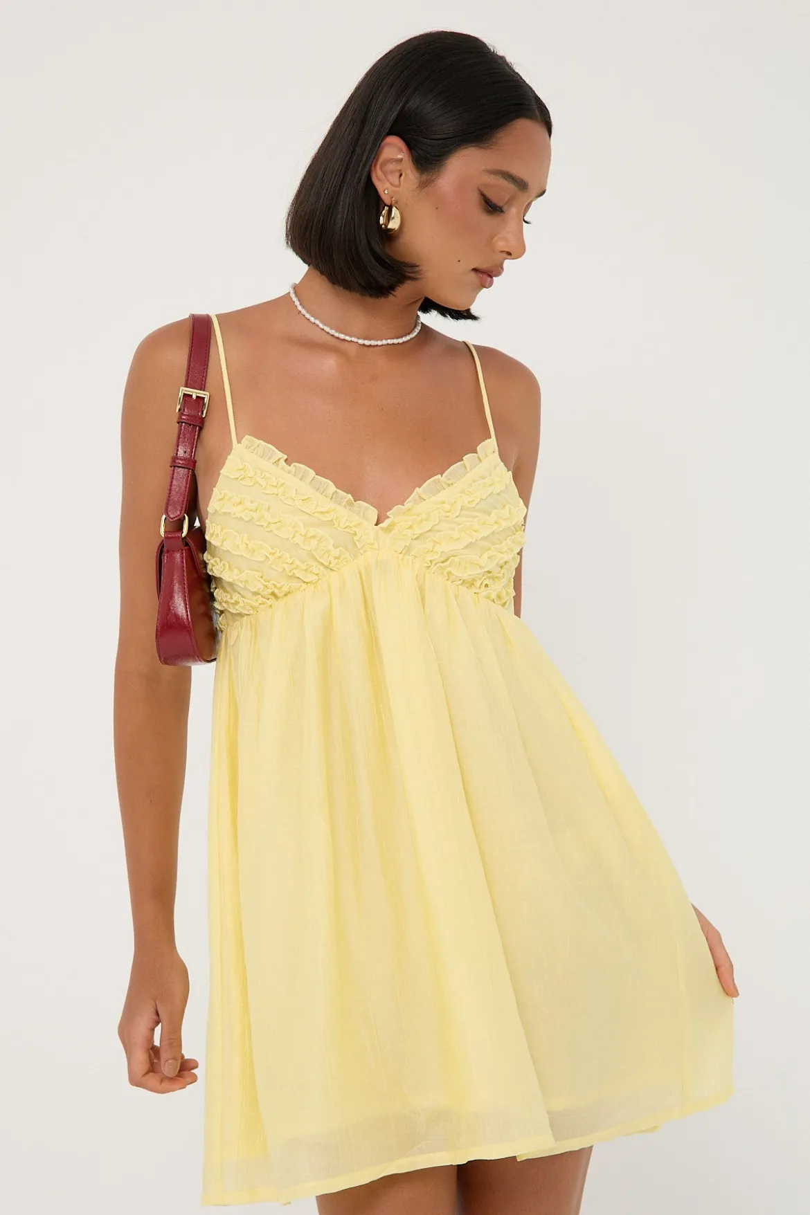 Klara Frill Mini Dress Lemon