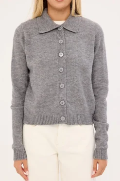 Kleo Collared Knit Cardigan Grey Marle