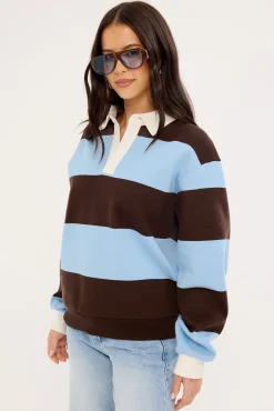 Kleo Fleece Rugby Brown Stripe