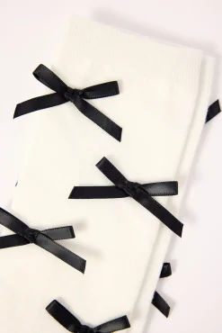 Knee High Bow Sock White