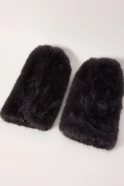 Knee High Faux Fur Leg Warmers Grey