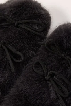 Knee High Faux Fur Leg Warmers Grey
