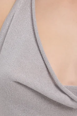 Knit Sparkle Halter Top Silver