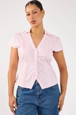 Koa Short Sleeve Blouse Pink
