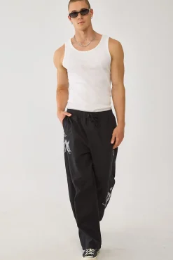 Koi Fish Baggy Linen Pant Black