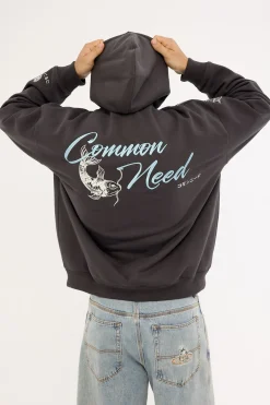 Koi Fish Boxy Hoodie Off Black