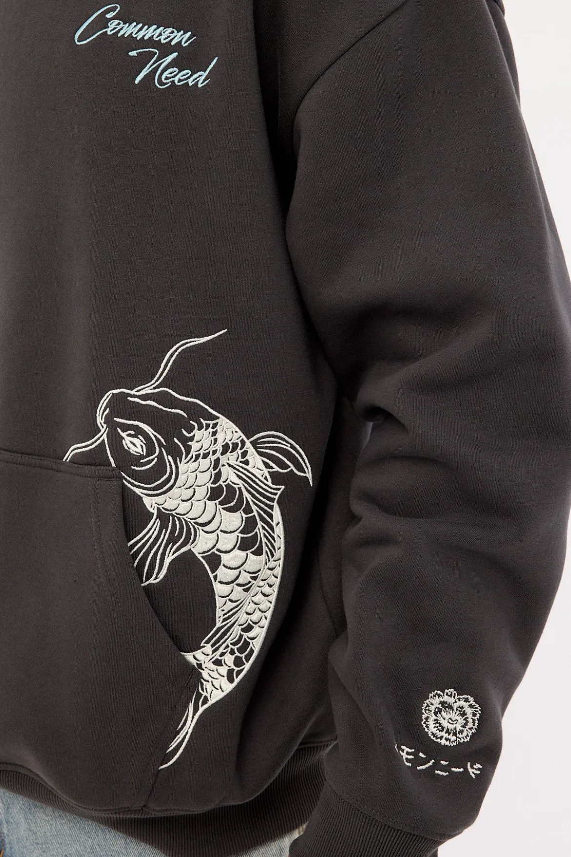 Koi Fish Boxy Hoodie Off Black
