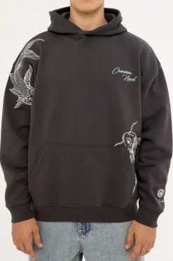 Koi Fish Boxy Hoodie Off Black