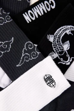 Koi Fish Sock 3 Pack Black/Dark Grey/White