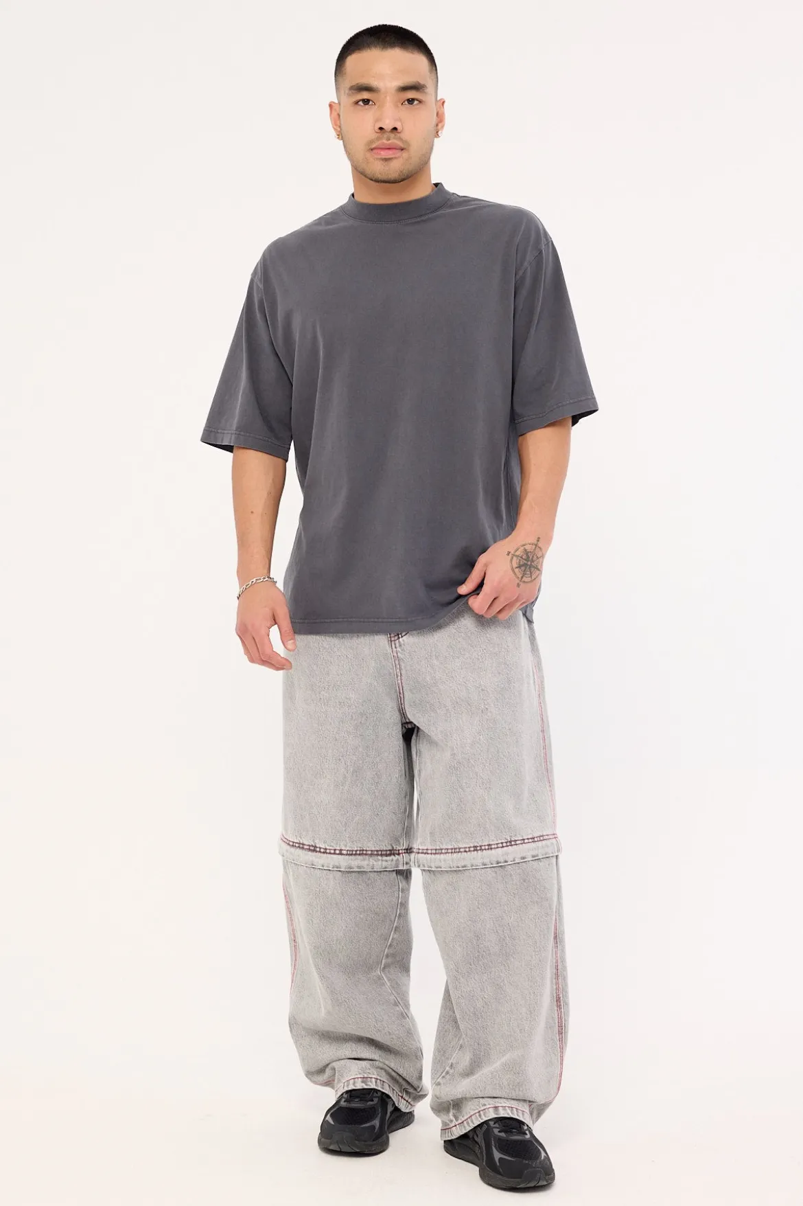 Krook Zip Off Behemoth Super Baggy Jean Light Grey