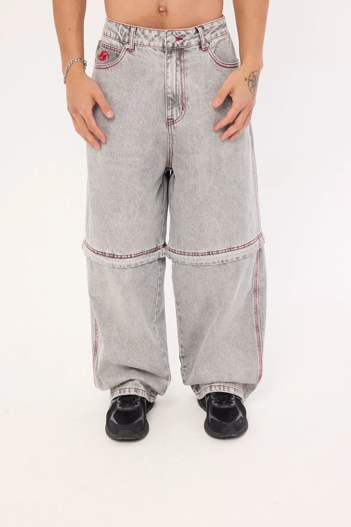 Krook Zip Off Behemoth Super Baggy Jean Light Grey