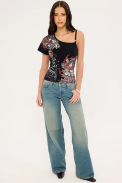 Kyou Off Shoulder Tee Black