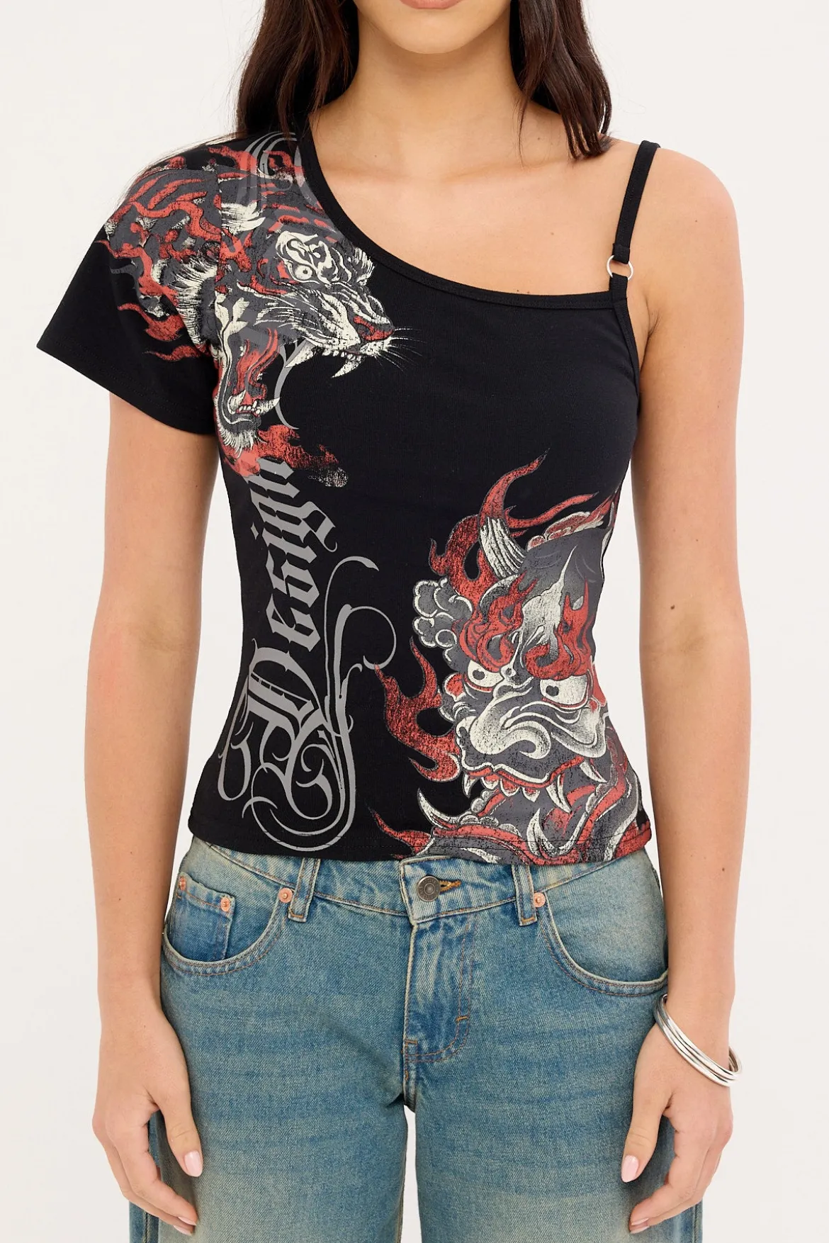 Kyou Off Shoulder Tee Black