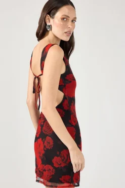 La Rosalia Backless Mini Dress Red Print