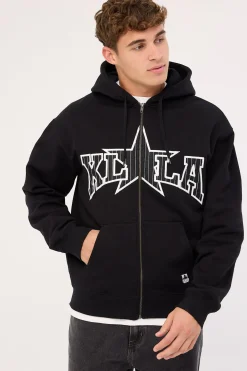 LA Star Zip Thru Hood Black