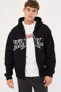 LA Star Zip Thru Hood Black