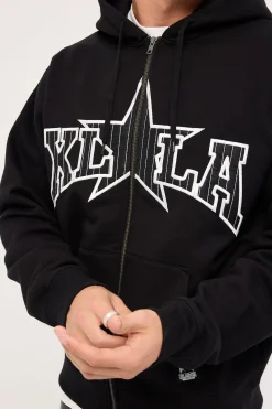LA Star Zip Thru Hood Black