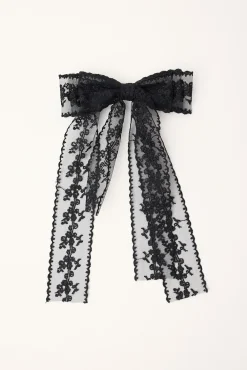 Lace Hair Bow Black