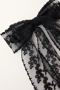Lace Hair Bow Black