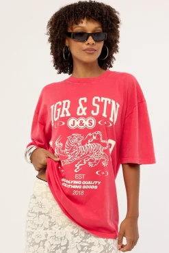 Lacey Oversized T-Shirt Washed Red