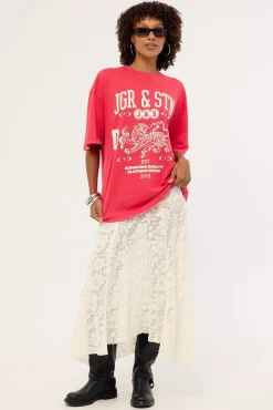 Lacey Oversized T-Shirt Washed Red