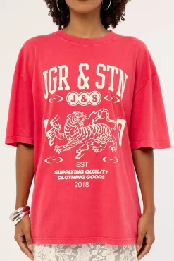 Lacey Oversized T-Shirt Washed Red