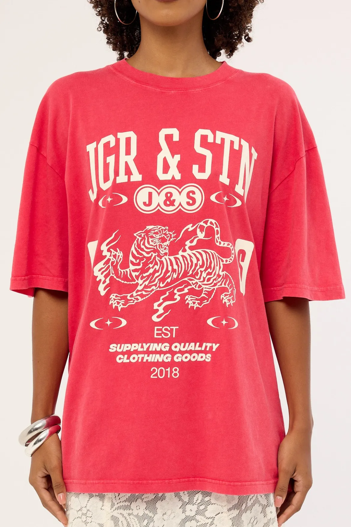 Lacey Oversized T-Shirt Washed Red