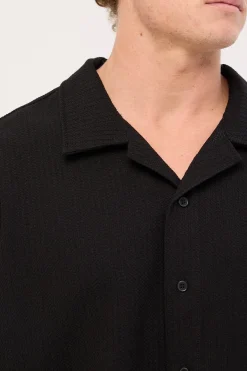 Lagos Boxy Cropped Resort Shirt Black