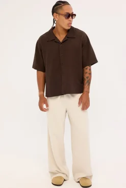 Lagos Boxy Cropped Resort Shirt Dark Brown