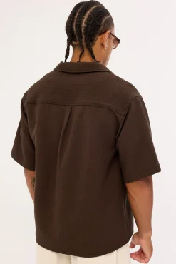 Lagos Boxy Cropped Resort Shirt Dark Brown