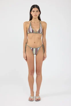 Lani Halter Bikini Top Khaki Stripe