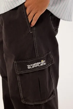 Laser Elastic Cargo Pant Black