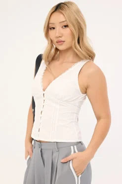 Lasily Sleeveless Corset Top White